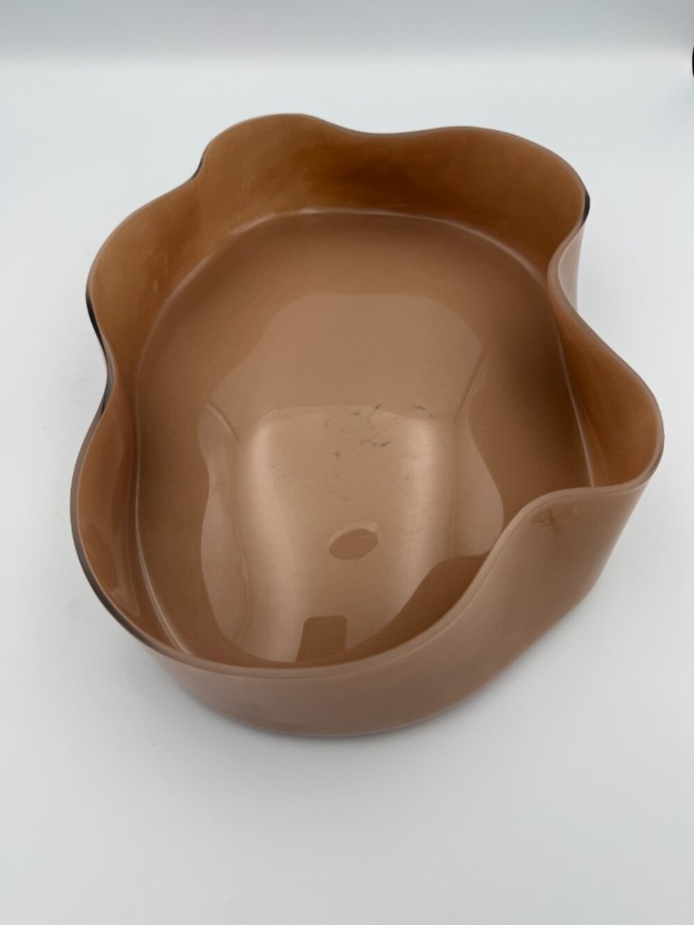 Ondra Amber Glass Petal Bowl Wavy Modern Centerpiece